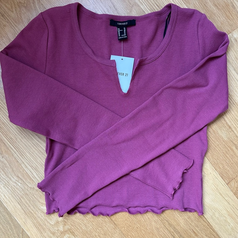 Forever 21 NWT - Ribbed Long Sleeve Top - Dusty Rose Color